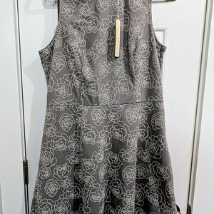 LC Lauren Conrad Gray Floral Midi Dress